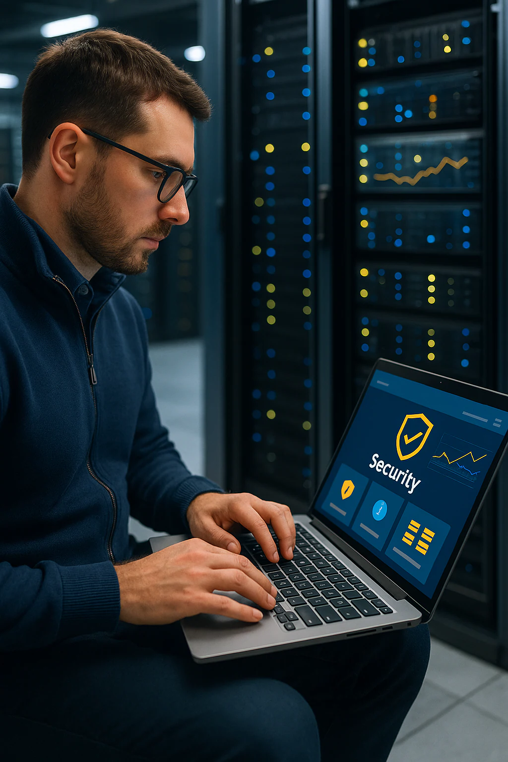 IT-Security Spezialist arbeitet an Sicherheitskonzept